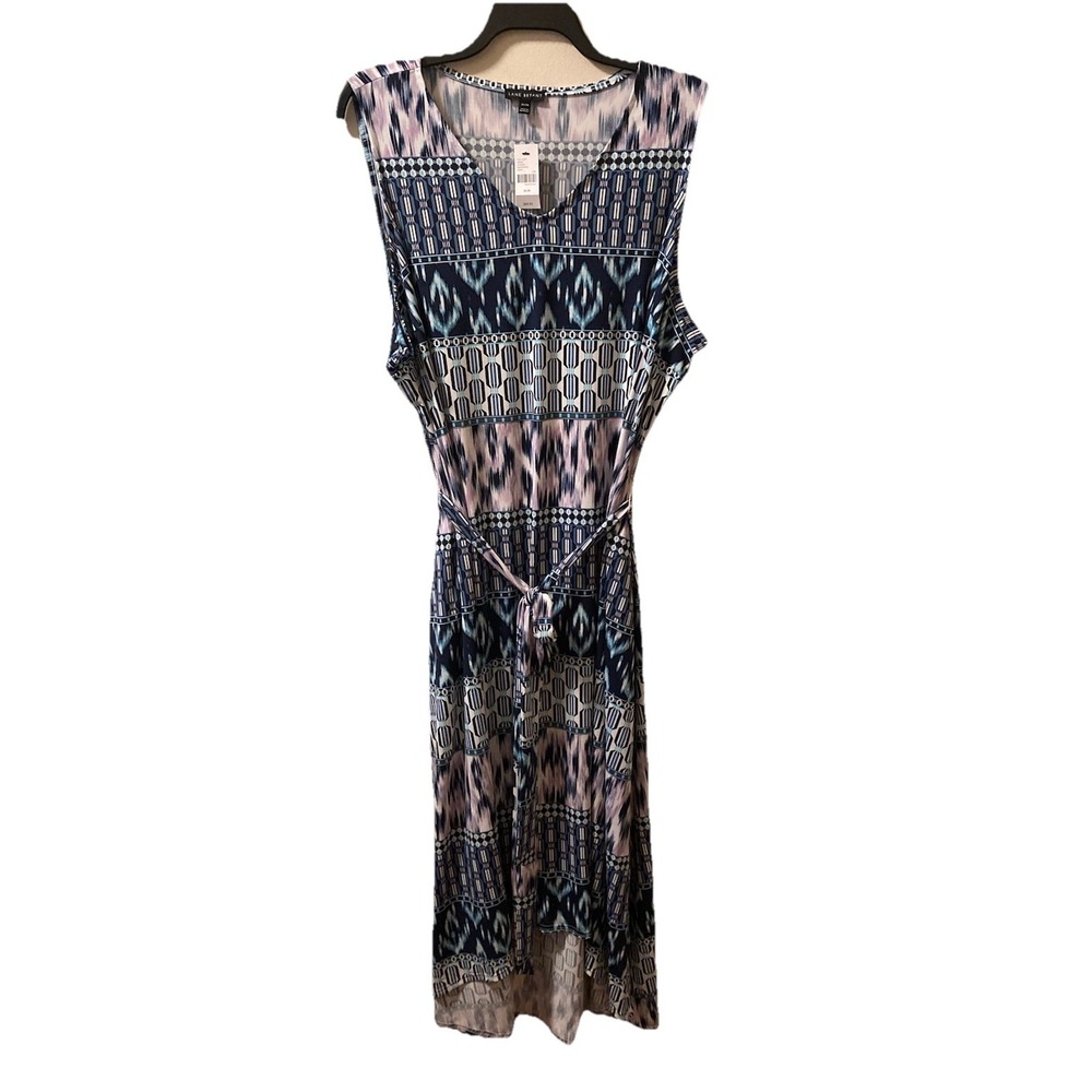 Lane Bryant Maxi Dress Liquid Knit Blue‎ White Abstract Stretch 26/28 NWT